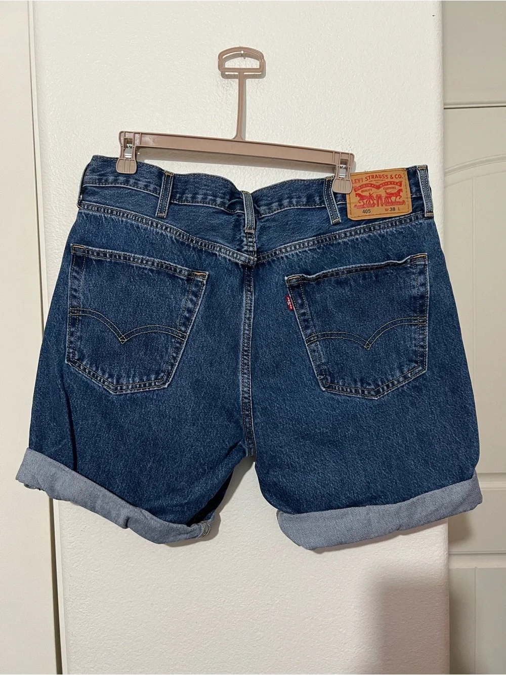 Levi's Women's 405 Rolled Hem Dark Blue Denim Shorts